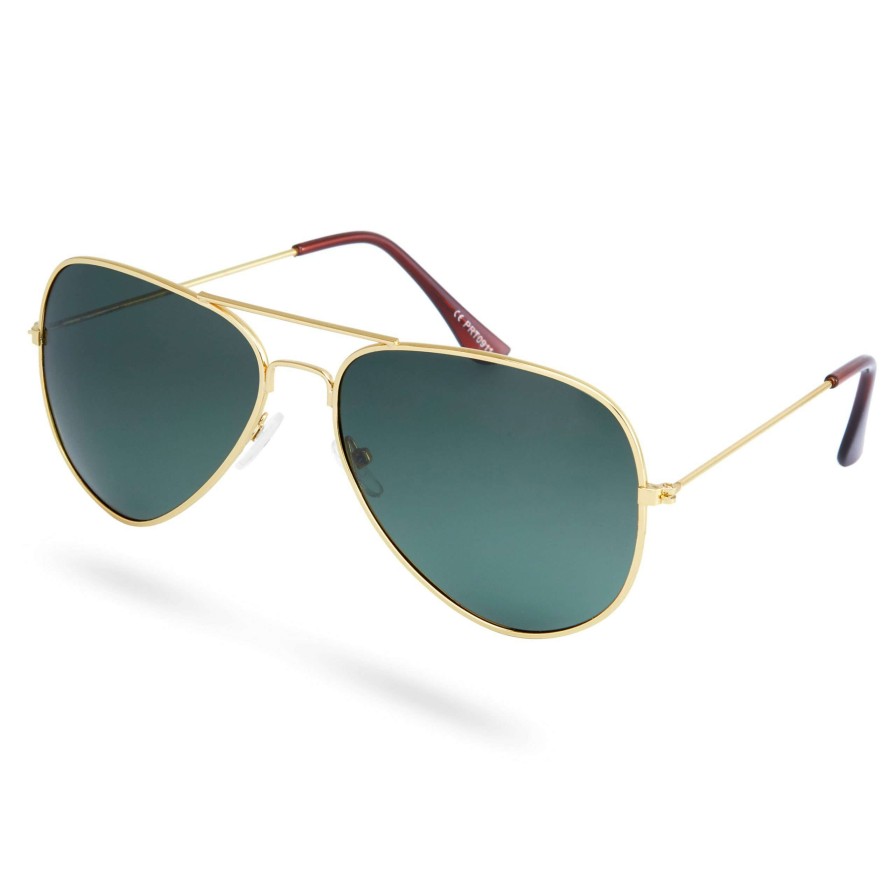 Sunglasses * | Discount Paul Riley Gold-Tone & Dark Green Aviator Sunglasses