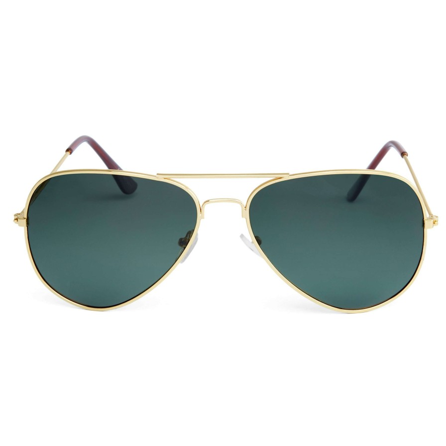 Sunglasses * | Discount Paul Riley Gold-Tone & Dark Green Aviator Sunglasses