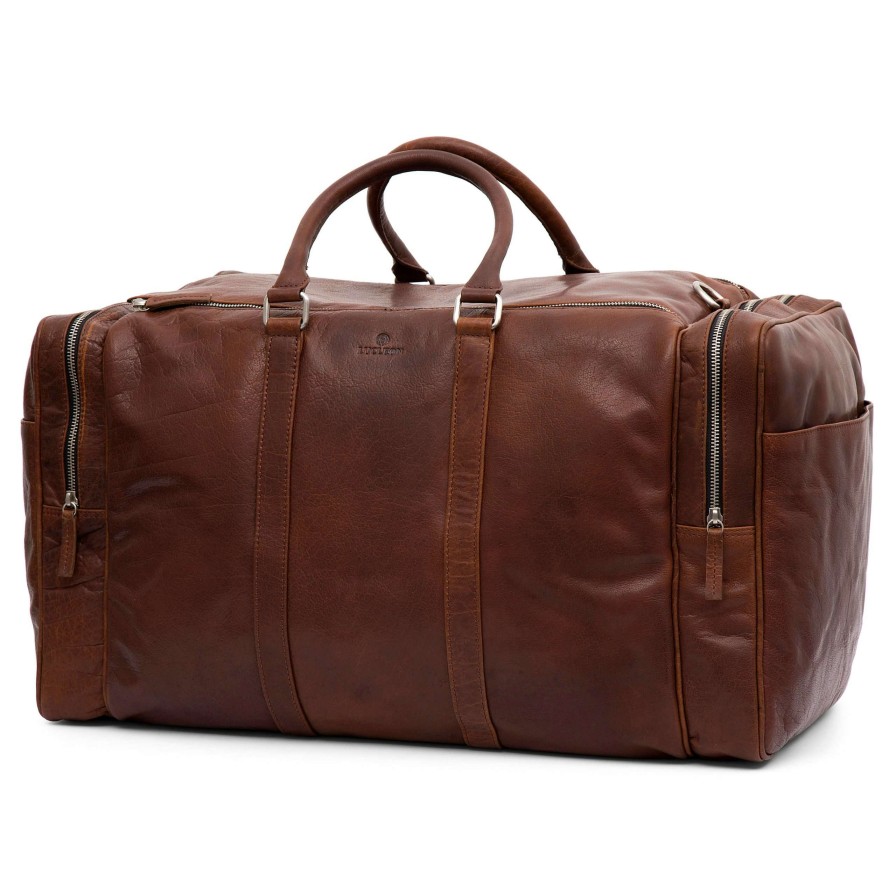 Bags * | Budget Lucleon Montreal Large Tan Leather Weekender Bag