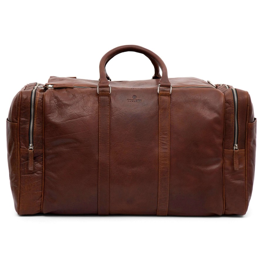 Bags * | Budget Lucleon Montreal Large Tan Leather Weekender Bag