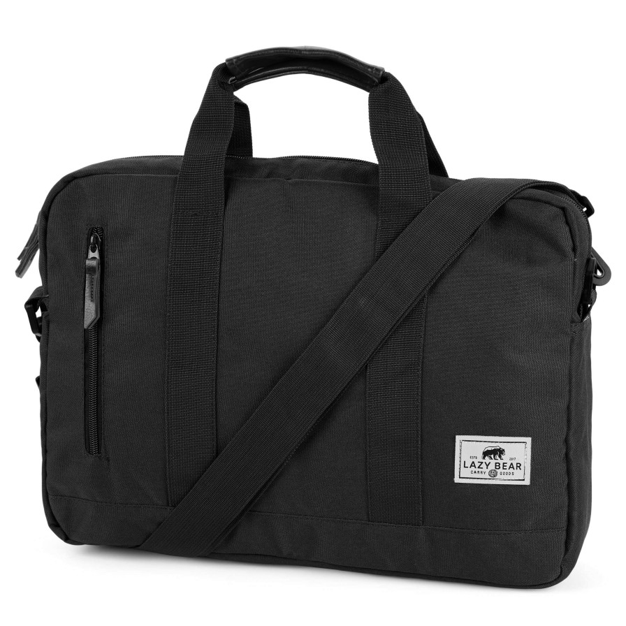 Messenger Bags * | Best Reviews Of Lazy Bear Lewis | Black Polyester & Faux Leather Laptop Bag