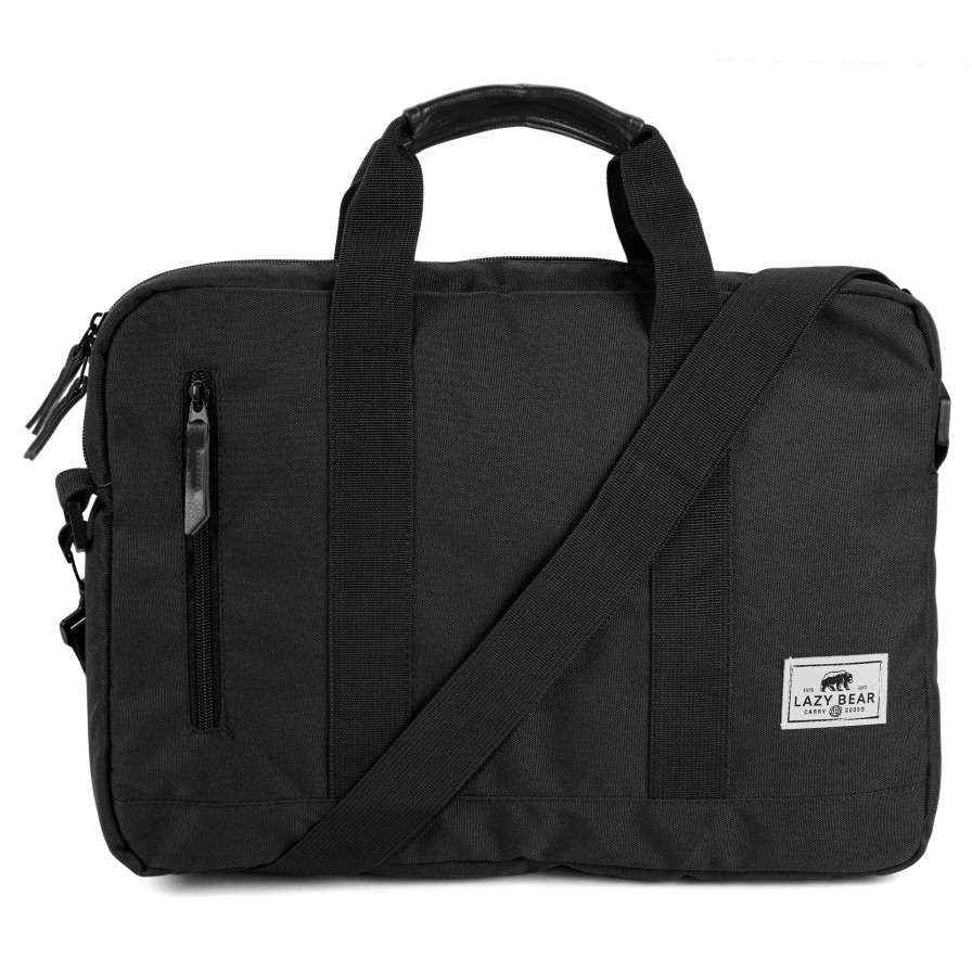 Messenger Bags * | Best Reviews Of Lazy Bear Lewis | Black Polyester & Faux Leather Laptop Bag