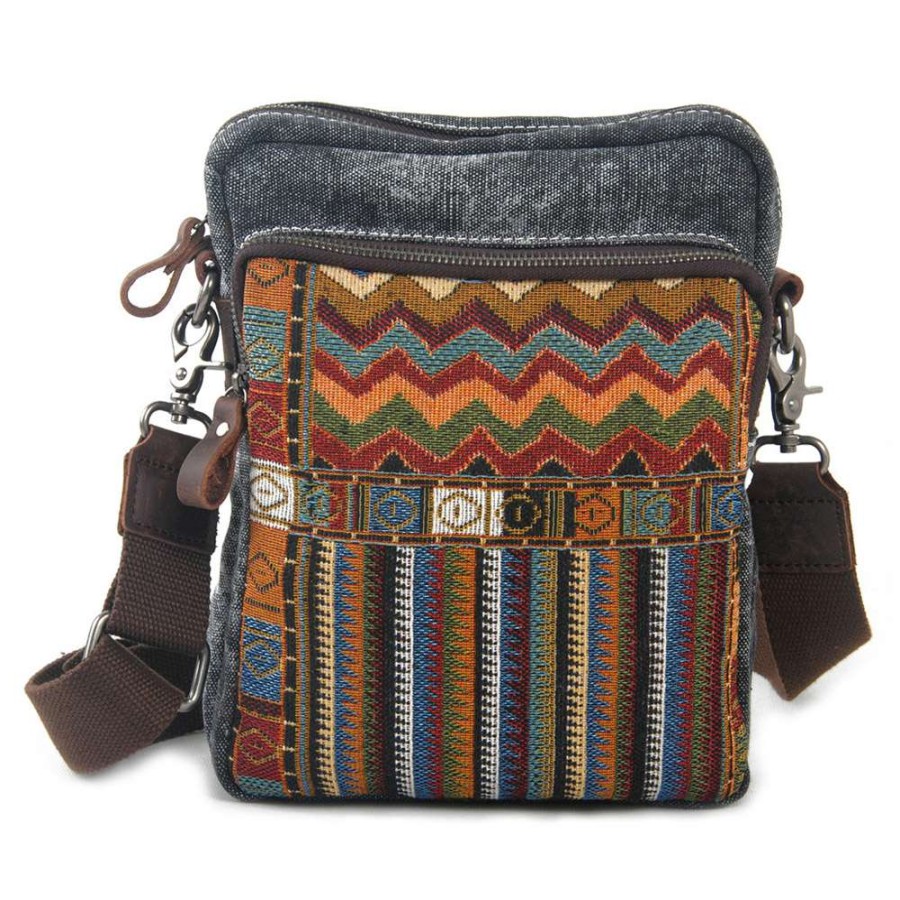 Messenger Bags * | Best Deal Convey Cool Gray & Multicolor Canvas Shoulder Bag