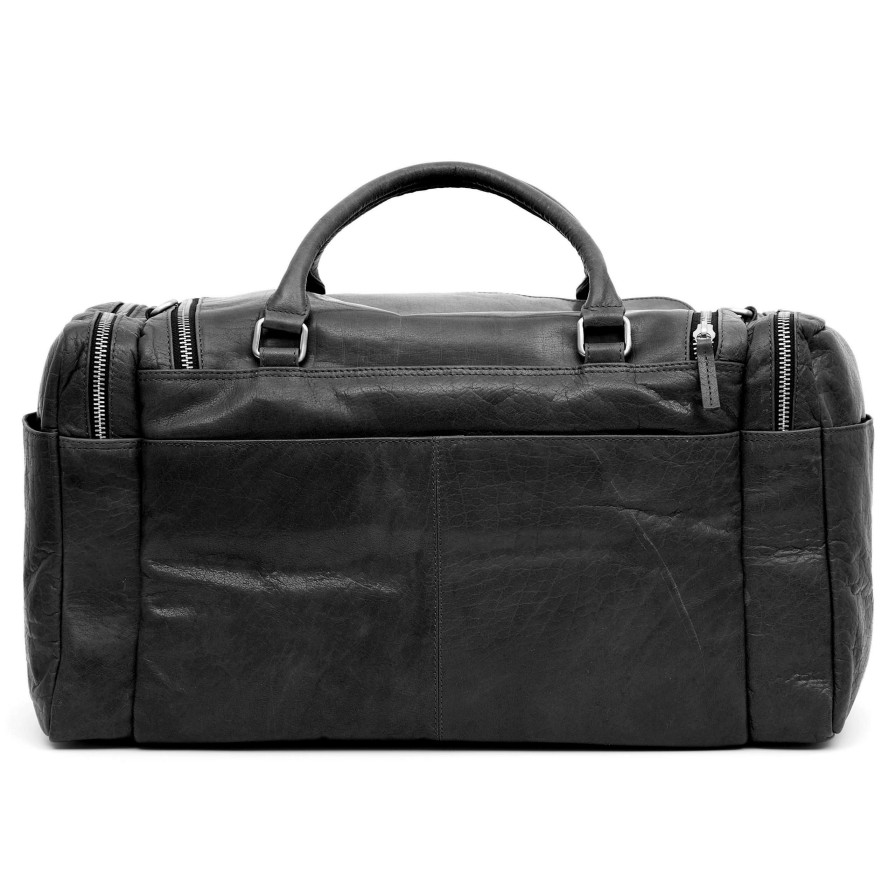 Bags * | Best Reviews Of Lucleon Montreal | Black Leather Travel Bag