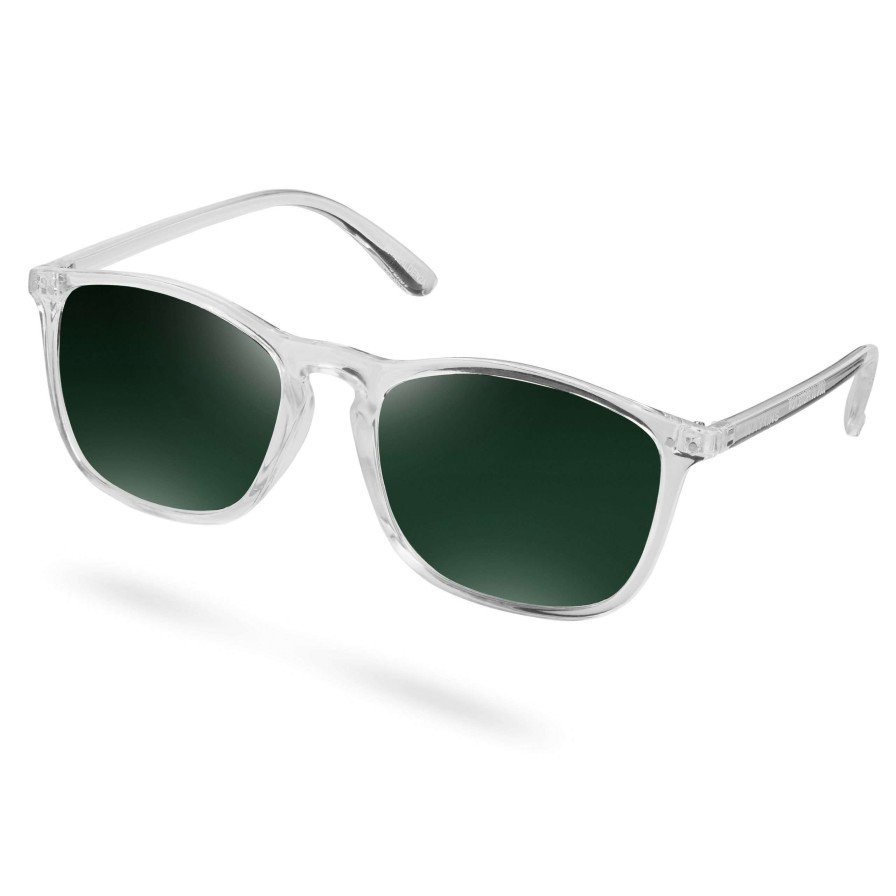 Sunglasses * | Buy Waykins Wade | Clear & Forest Green Polarised Square Sunglasses