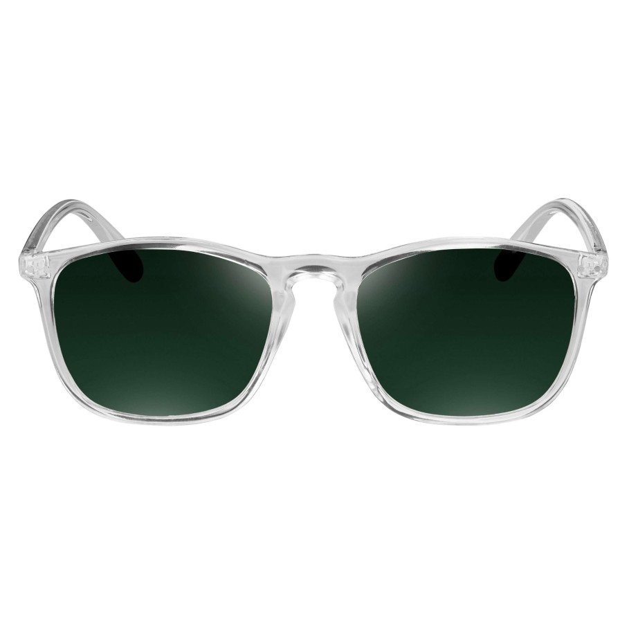 Sunglasses * | Buy Waykins Wade | Clear & Forest Green Polarised Square Sunglasses