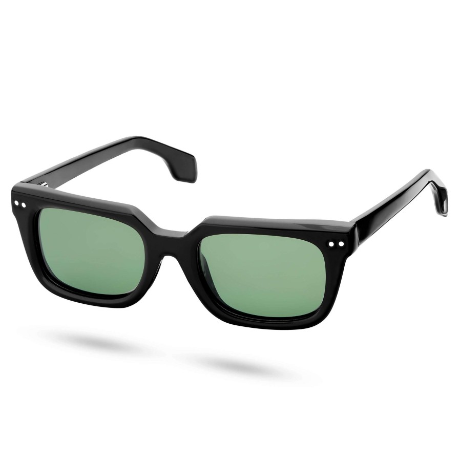 Sunglasses * | Coupon Sidegren Black & Forest Green Polarised Horn Rimmed Sunglasses