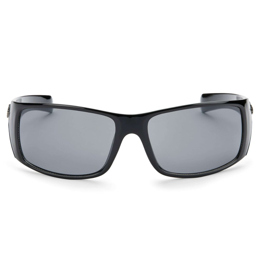 Sunglasses * | Top 10 Evershade Glossy Black & Slate Rectangular Sunglasses