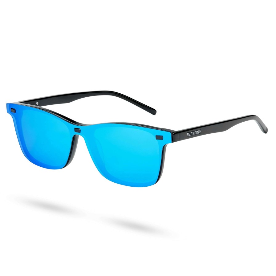 Sunglasses * | Outlet Waykins Black & Blue Magnetic Clip-On Sunglasses