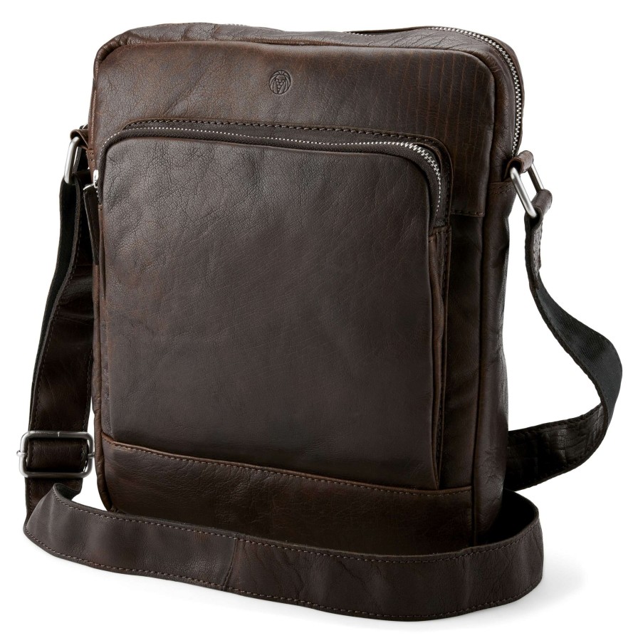 Bags * | Coupon Lucleon Montreal | Dark Brown Classic Leather Reporter Bag