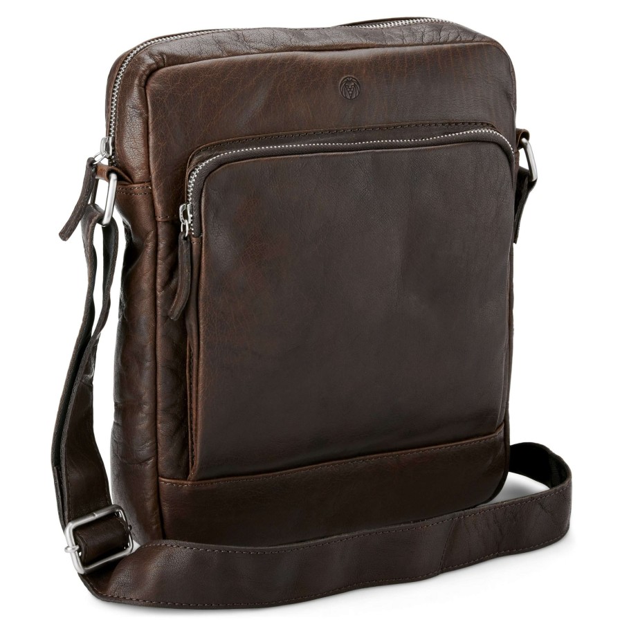 Bags * | Coupon Lucleon Montreal | Dark Brown Classic Leather Reporter Bag