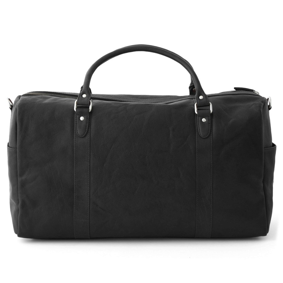 Bags * | Promo Lucleon California | Black Leather Duffle Bag