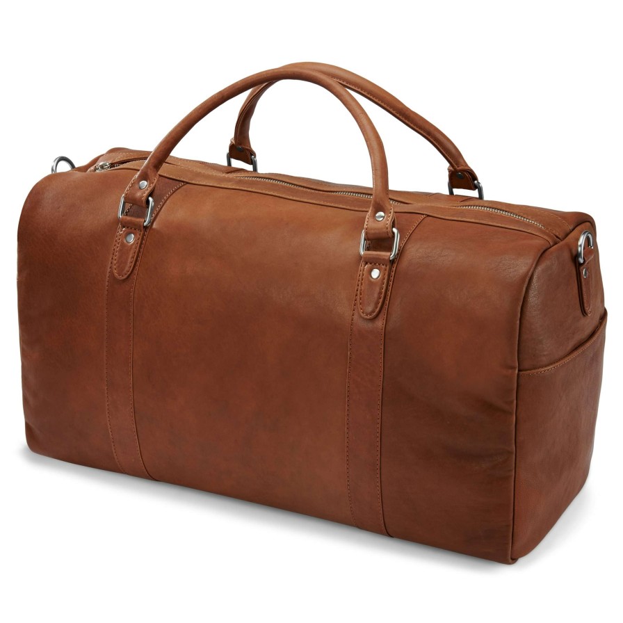 Bags * | Coupon Lucleon Cambodia | Tan Leather Duffle Bag