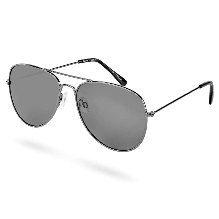 Sunglasses * | Flash Sale Waykins Vista | Black & Dark Grey Aviator Sunglasses