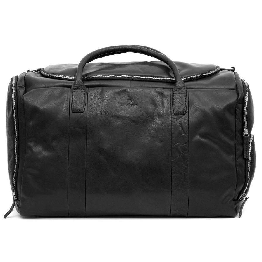 Bags * | Discount Lucleon Montreal | Large Black Leather Duffle Bag