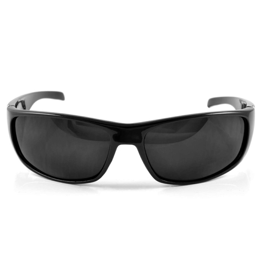 Sunglasses * | Deals Locs Black & Black Wrap Around Biker Sunglasses