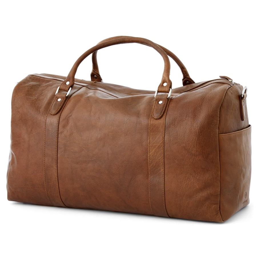 Bags * | Wholesale Lucleon California | Tan Leather Duffle Bag