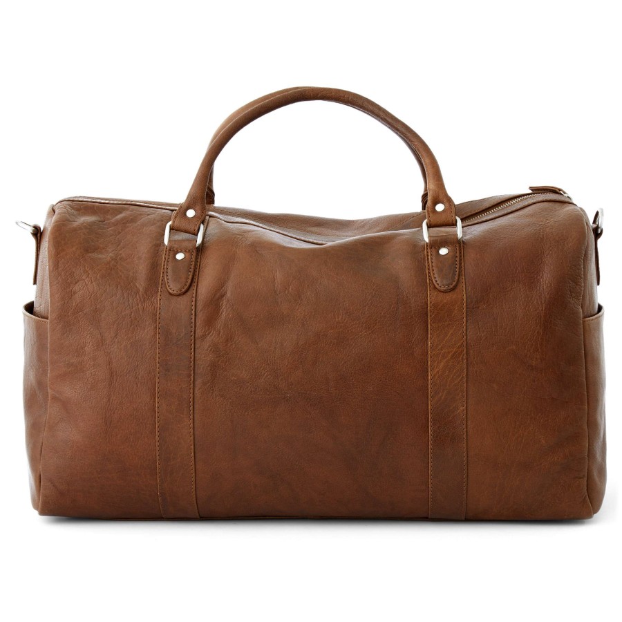 Bags * | Wholesale Lucleon California | Tan Leather Duffle Bag