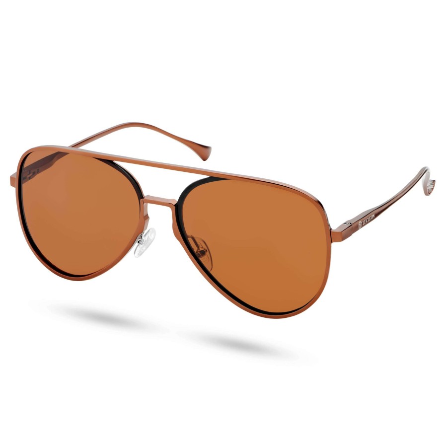 Sunglasses * | Best Sale Lucleon Bronze Polarised Aluminum Aviator Sunglasses