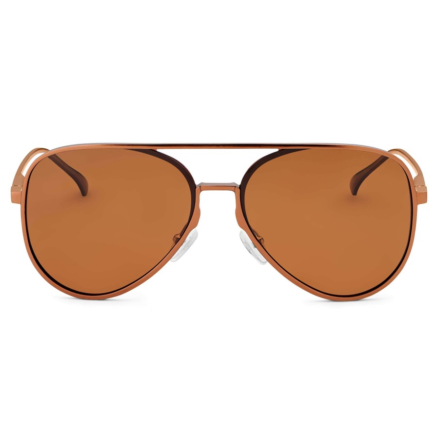 Sunglasses * | Best Sale Lucleon Bronze Polarised Aluminum Aviator Sunglasses