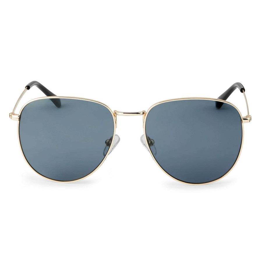 Sunglasses * | Outlet Waykins Thea | Gold-Tone & Smoke Grey Stainless Steel Aviator Sunglasses