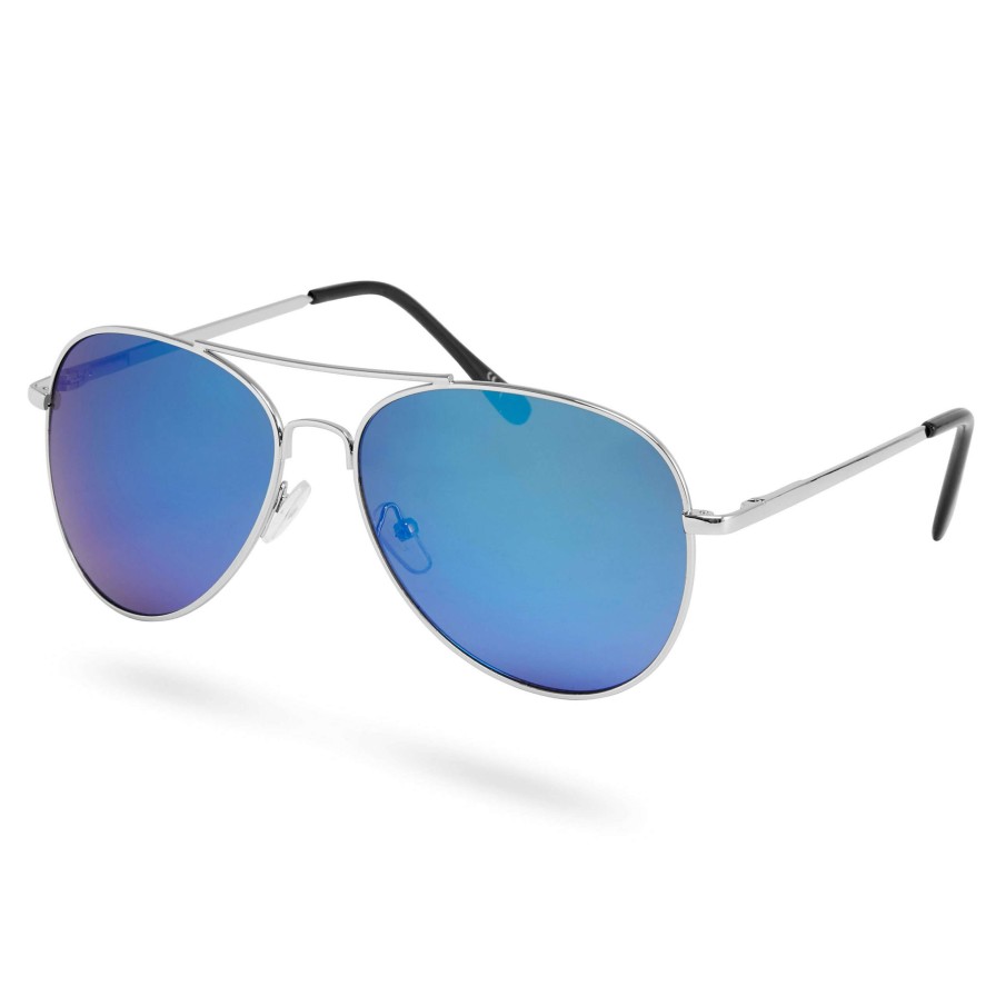 Sunglasses * | Best Sale Paul Riley Silver-Tone & Light Blue Aviator Sunglasses