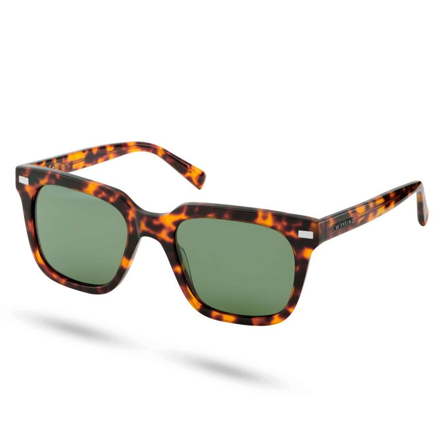 Sunglasses * | Flash Sale Waykins Thea | Tortoise Shell & Forest Green Polarised Polarised Sunglasses