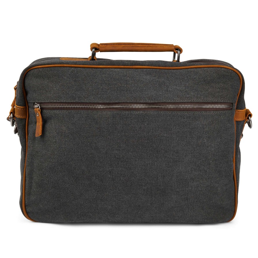 Messenger Bags * | Promo Salt & Hide Tarpa | Graphite Canvas & Tan Leather Messenger Bag