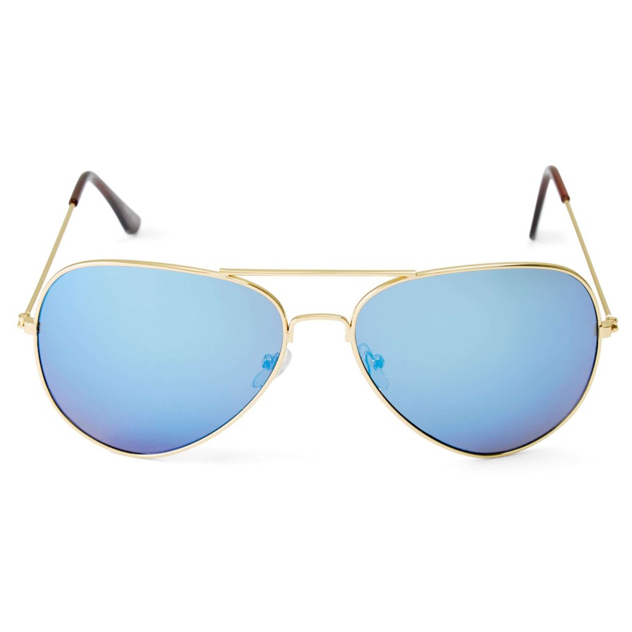 Sunglasses * | Flash Sale Paul Riley Gold-Tone & Light Blue Aviator Sunglasses