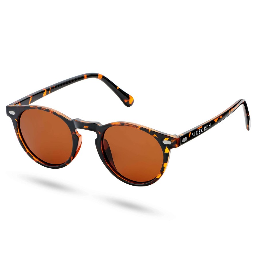 Sunglasses * | Deals Sidegren Tortoise Shell & Brown Round Polarised Sunglasses