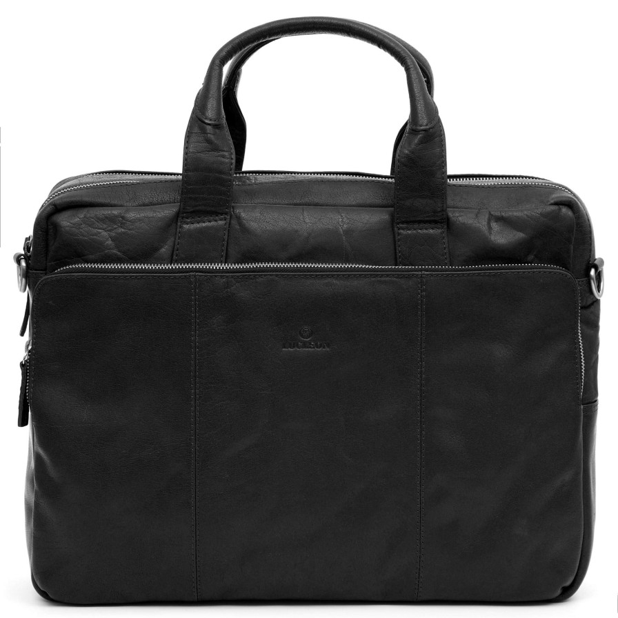 Bags * | Best Deal Lucleon Montreal | Black Leather Work Bag