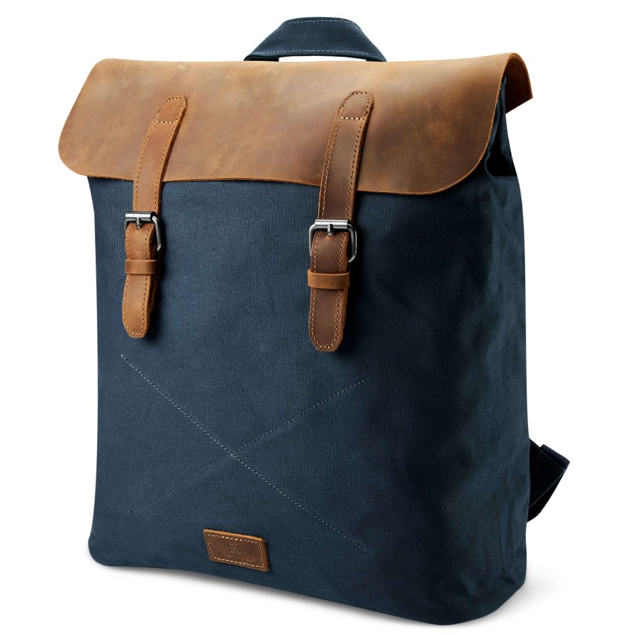 Bags * | Cheap Salt & Hide Tarpa | Blue Canvas & Brown Tan Leather Backpack