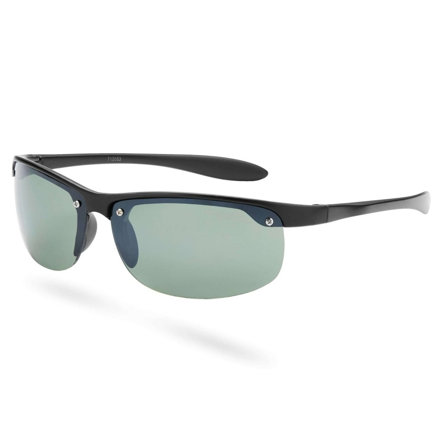 Sunglasses * | Best Deal Evershade Black & Army Green Wraparound Sports Sunglasses