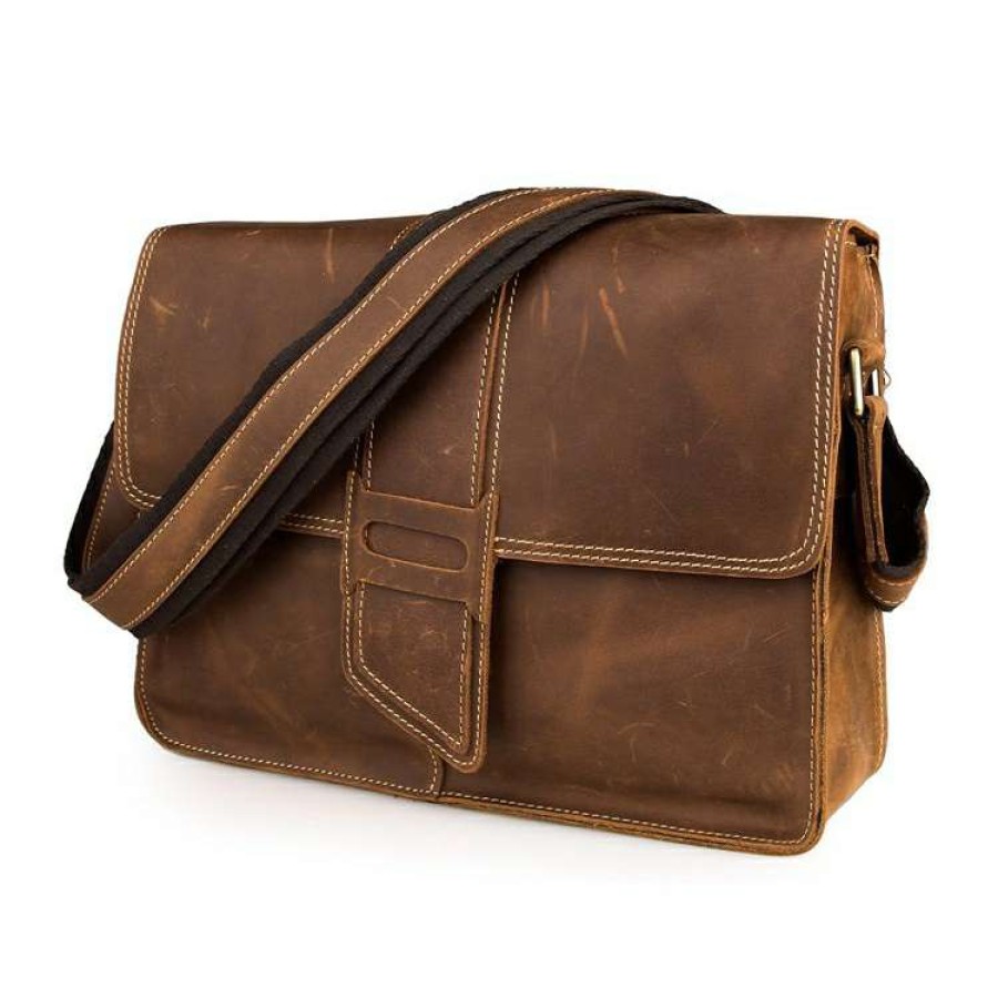 Bags * | Coupon Delton Bags Scuffed Cognac Leather Satchel