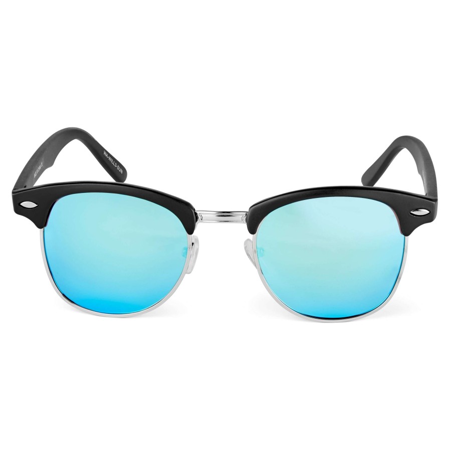 Sunglasses * | Best Pirce Waykins Vista | Silver-Tone, Black & Blue-Mirror Sunglasses