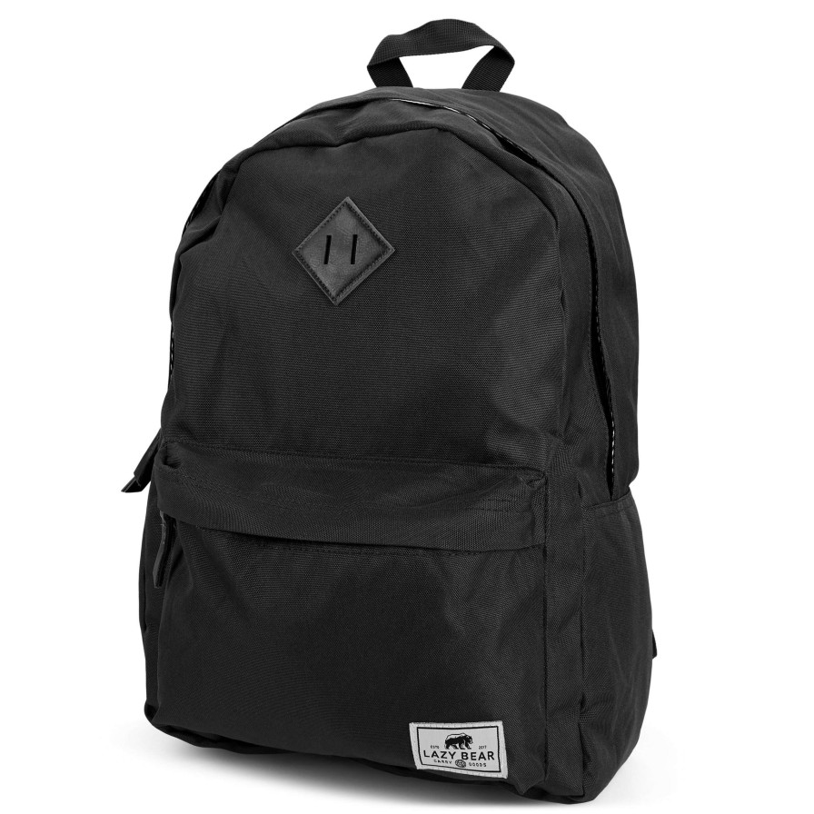 Bags * | Budget Lazy Bear Lewis | Black Polyester & Faux Leather Simple Backpack