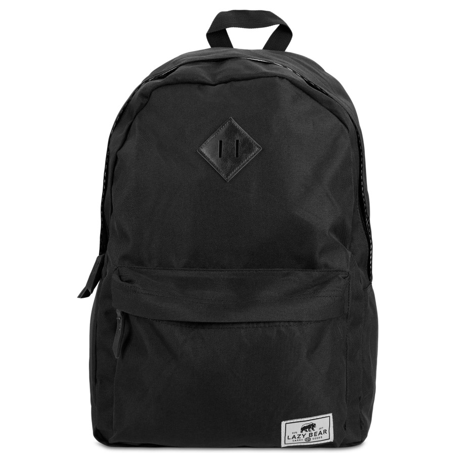 Bags * | Budget Lazy Bear Lewis | Black Polyester & Faux Leather Simple Backpack