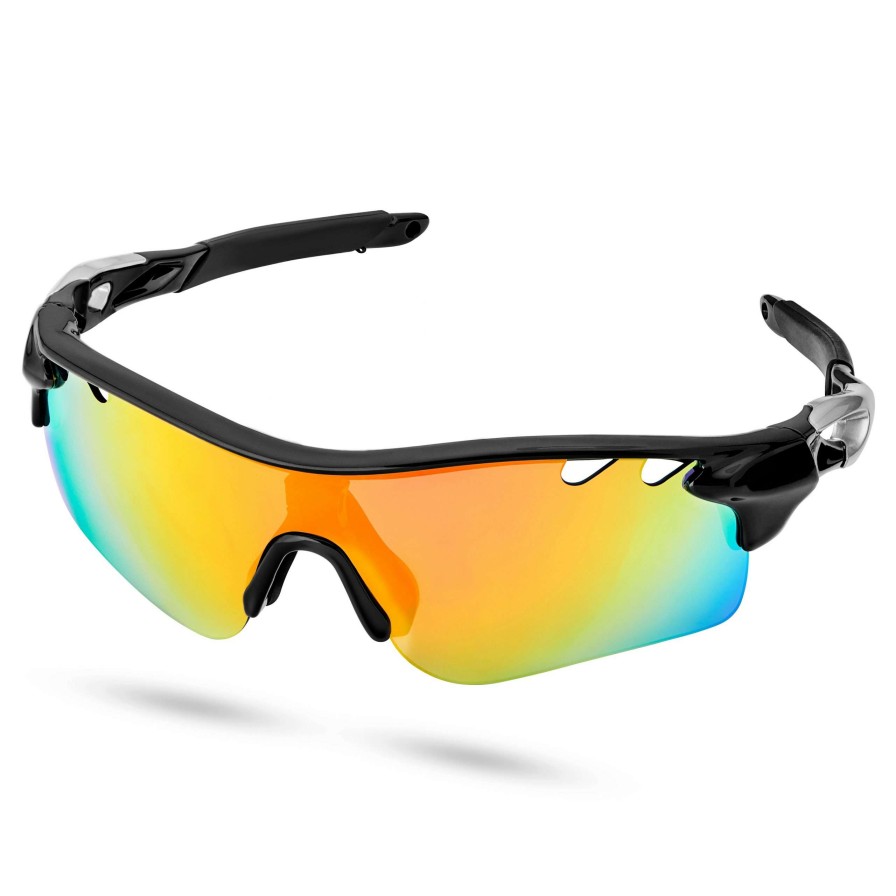 Sunglasses * | Coupon Otsu Black, Grey & Orange Interchangeable Lens Sports Sunglasses