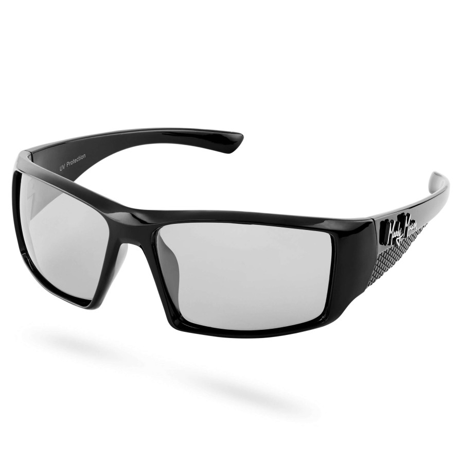 Sunglasses * | Budget Moody Mason Black & Light Grey Sporty Sunglasses