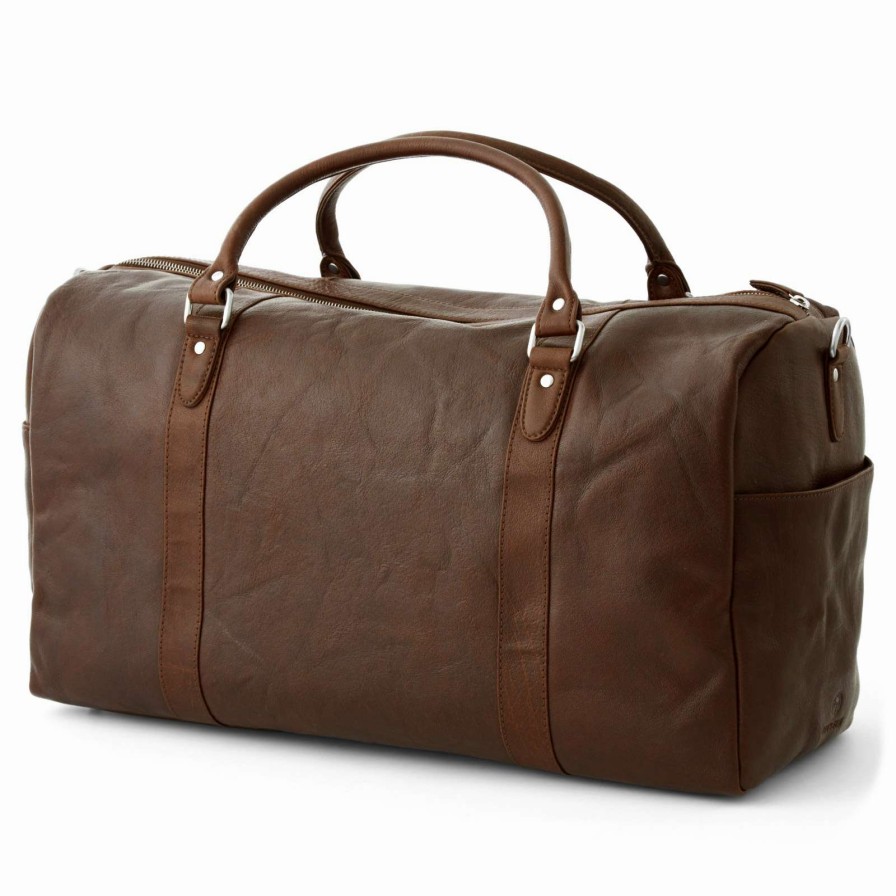 Bags * | Best Deal Lucleon California | Dark Brown Leather Duffle Bag