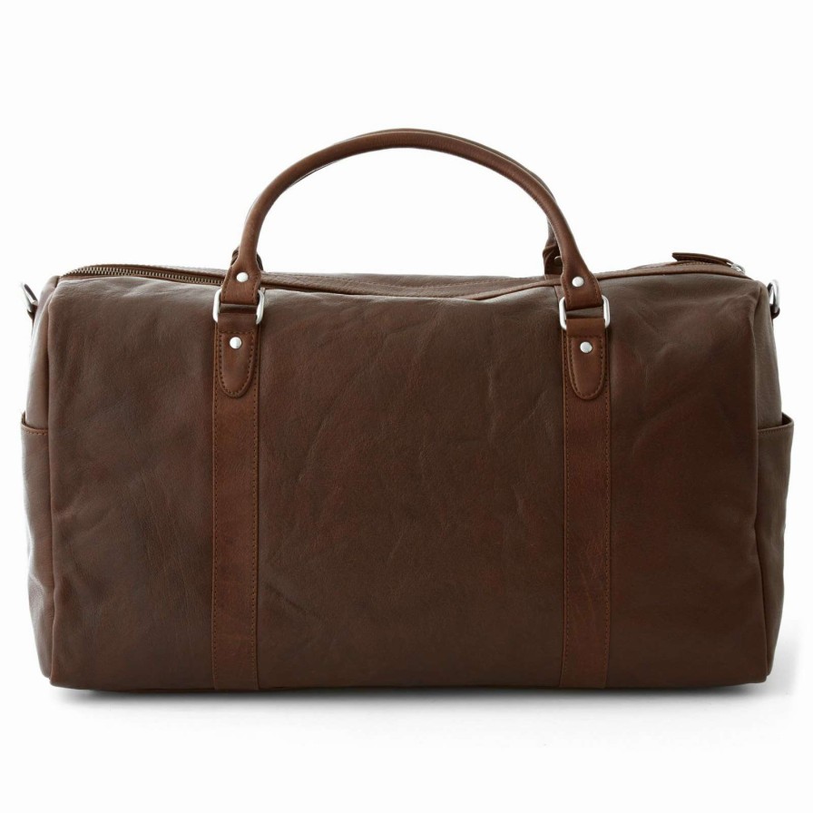 Bags * | Best Deal Lucleon California | Dark Brown Leather Duffle Bag