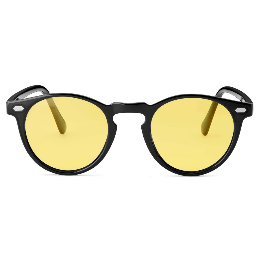 Sunglasses * | Brand New Sidegren Black & Yellow Round Polarised Sunglasses