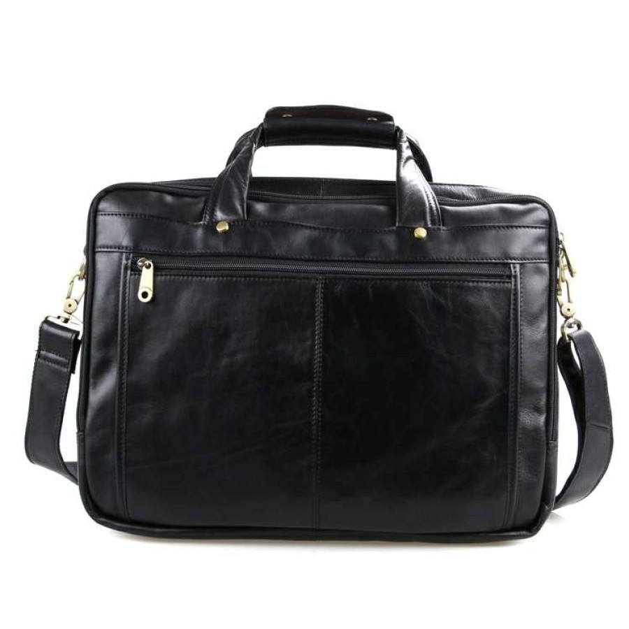 Bags * | Flash Sale Delton Bags Black Leather Briefcase