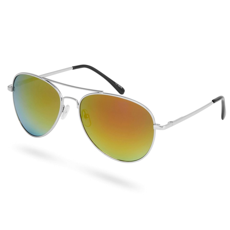 Sunglasses * | Promo Paul Riley Silver-Tone & Orange Aviator Sunglasses