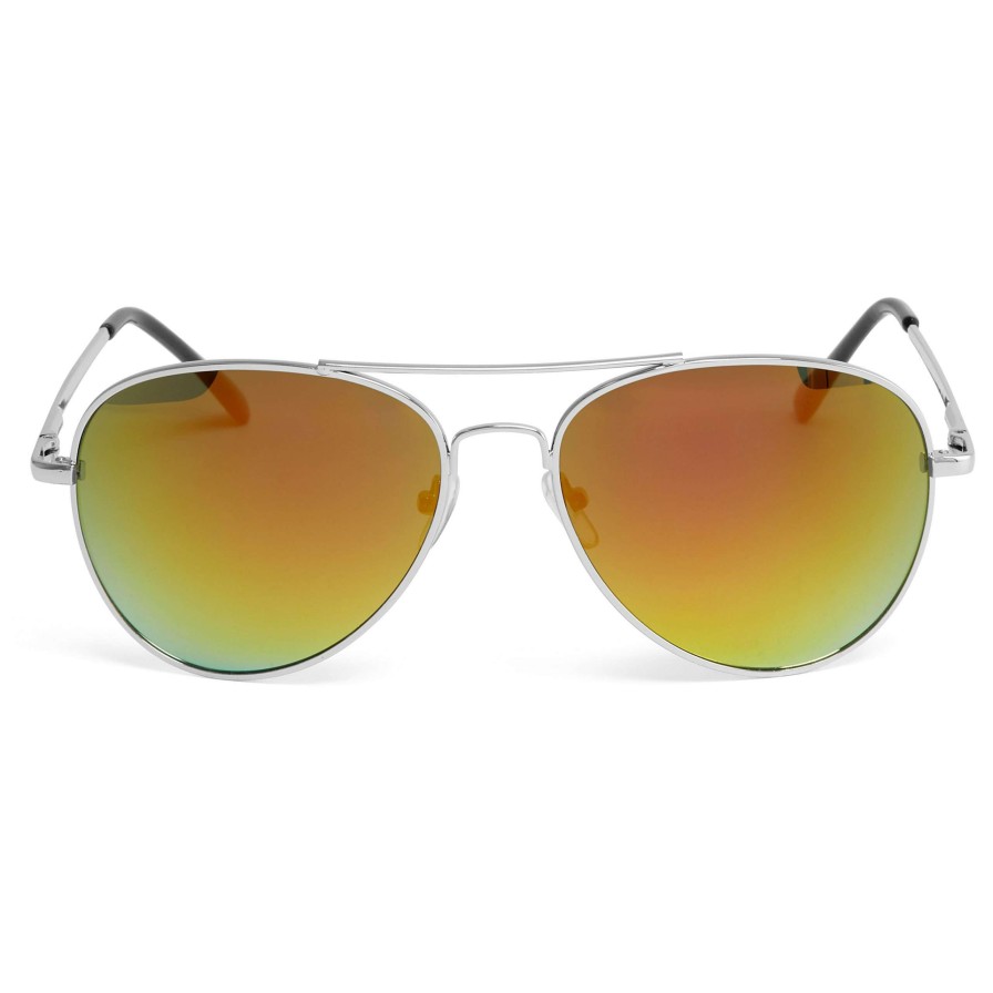 Sunglasses * | Promo Paul Riley Silver-Tone & Orange Aviator Sunglasses