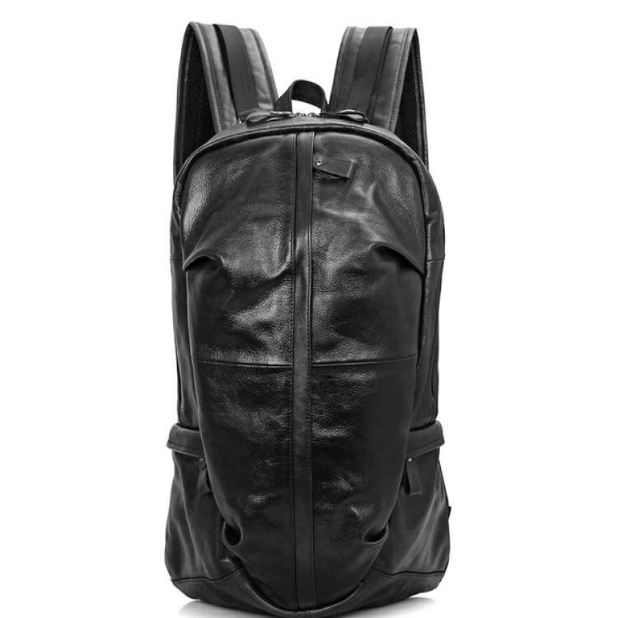 Bags * | Flash Sale Delton Bags Thin Black Leather Backpack