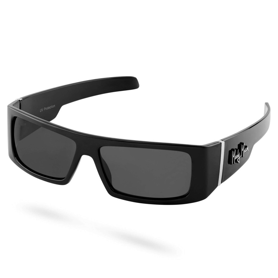 Sunglasses * | Top 10 Moody Mason Black & Black Rectangular Sunglasses