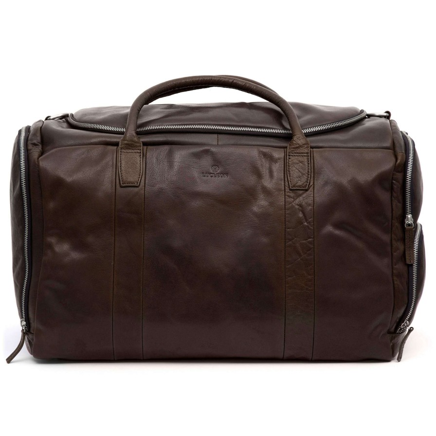 Bags * | Hot Sale Lucleon Montreal | Large Dark Brown Leather Duffle Bag