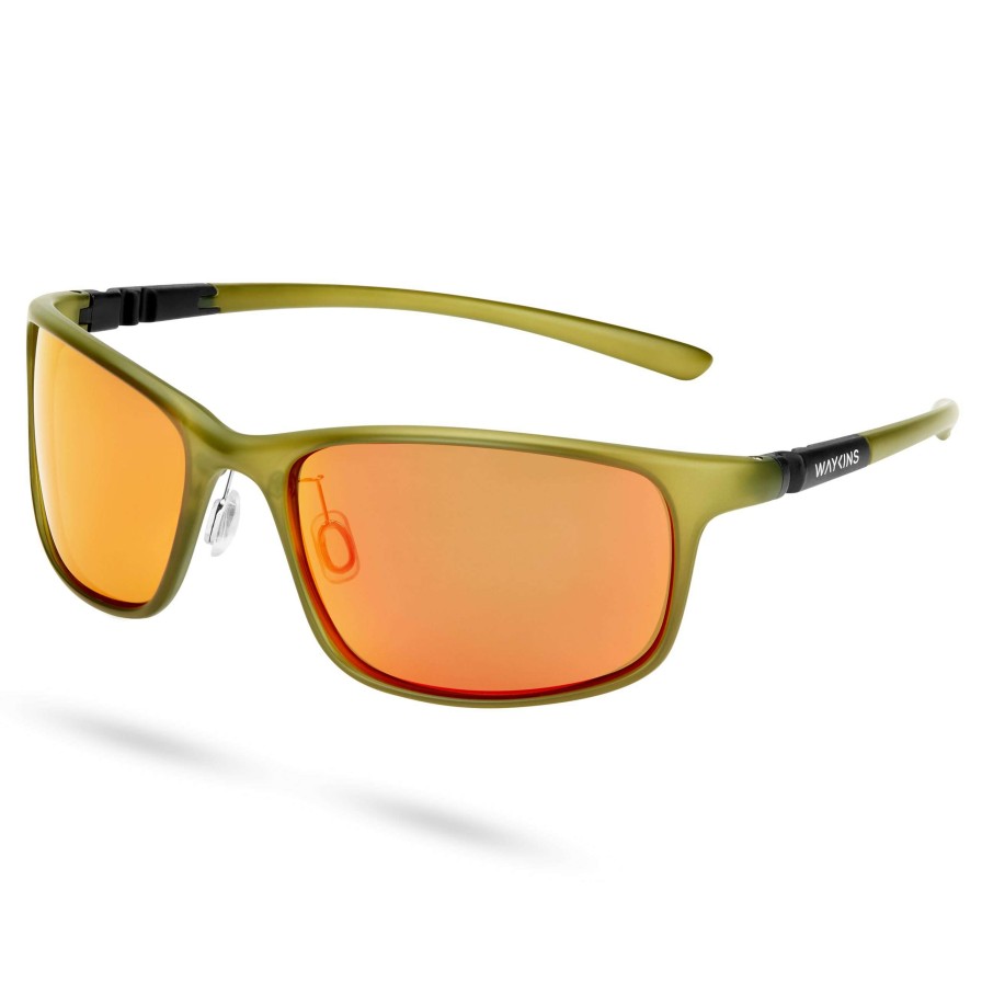 Sunglasses * | Best Reviews Of Waykins Olive Green & Orange Sport Sunglasses