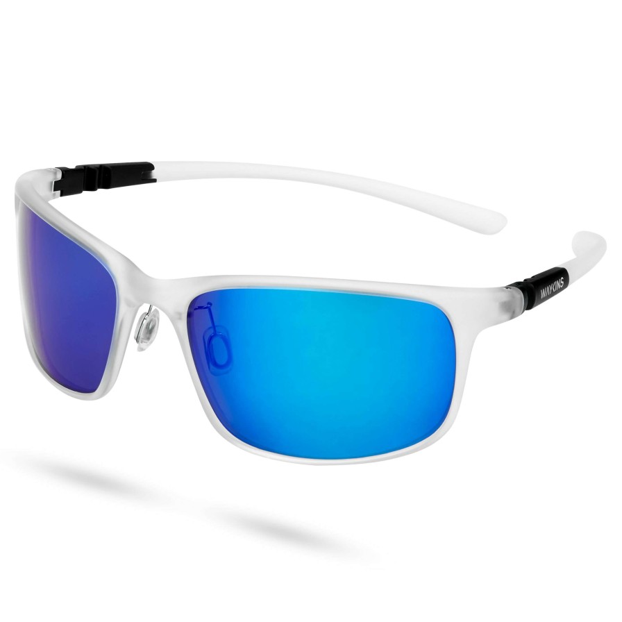 Sunglasses * | Brand New Waykins Clear & Blue Sport Sunglasses